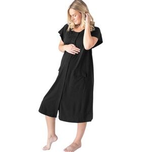 Kindred Bravely Black Universal Maternity Delivery & Nursing Gown Small